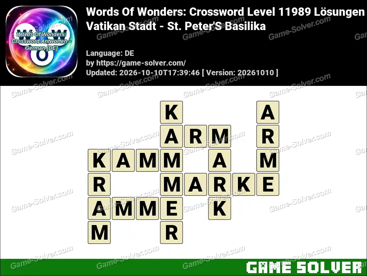 Words Of Wonders: Crossword Level 11989 Lösungen – Vatikan Stadt – St. Peter’S Basilika